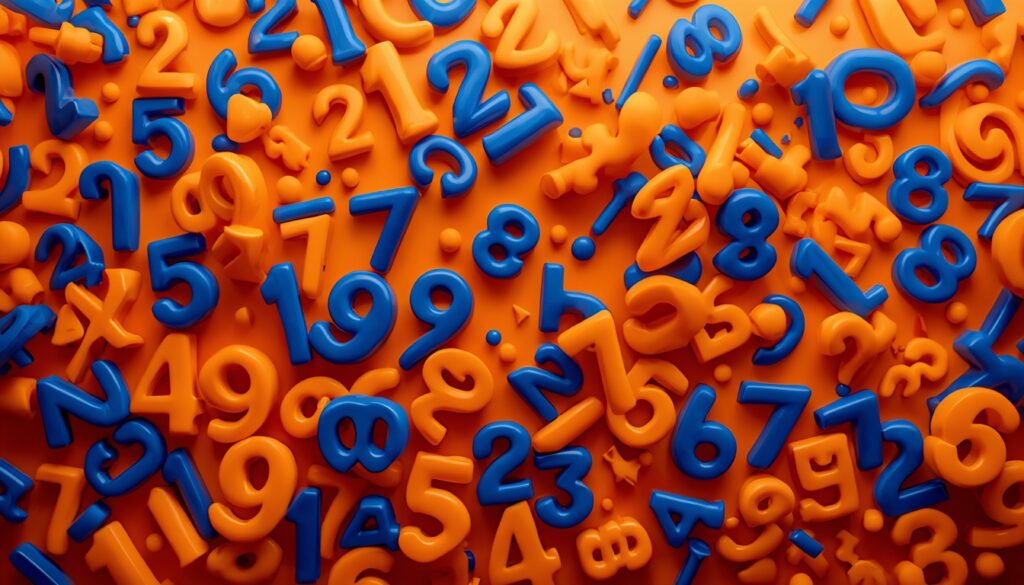 lucid-origin_Lots_of_numbers_in_orange_and_royal_blue_pouring_flowing_everywhere.-0